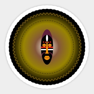 African Mystical Mask. Tribal, Native. Sticker